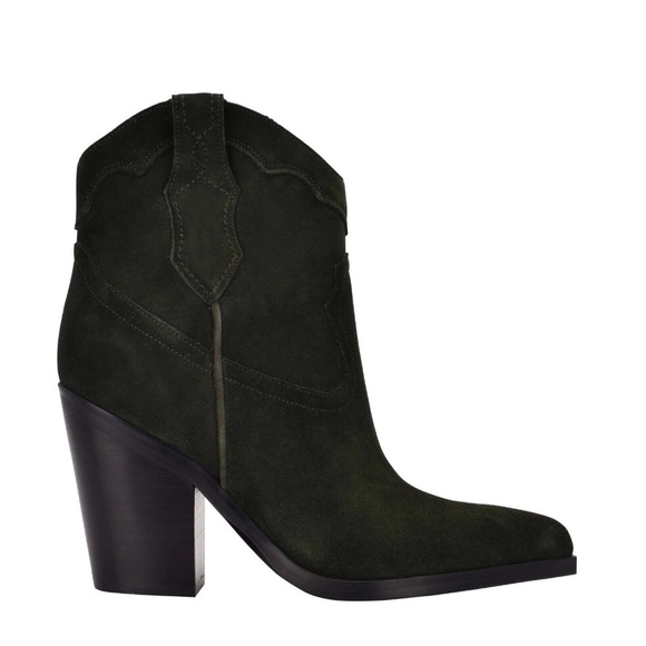 MARC FISCHER Gona Western Booties Dark Green Sz 8.5 Original Price $239 - Picture 1 of 9